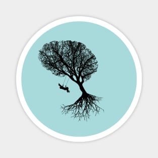 brain art, brain silouette with swing, tree branches shape of a brain Magnet